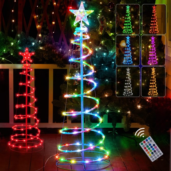 Χριστουγεννιάτικο Σπιράλ Δέντρο RGB + Τηλεχειριστήριο 1,20 Μέτρο